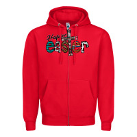 Red Happy Easter Zipper Hoodie - CowhideDigitalArt