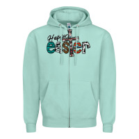 Seafoam Happy Easter Zipper Hoodie - CowhideDigitalArt