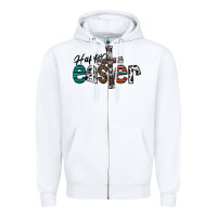 White Happy Easter Zipper Hoodie - CowhideDigitalArt