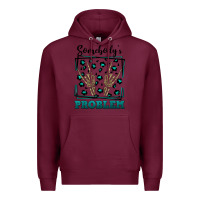 Burgundy Somebody's Problem Hand Skeleton Premium Hoodie - FaDigitalArtStudio