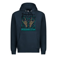 Navy Somebody's Problem Hand Skeleton Premium Hoodie - FaDigitalArtStudio