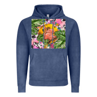 Vintage Denim flamingo with leopard Vintage Hoodie - TumblerDesignByShophia