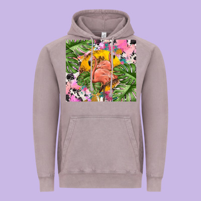 Flamingo With Leopard Vintage Hoodie Designed By Tumblerdesignbyshophia