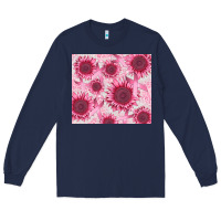 Navy breast cancer sunflower Long Sleeve Tee - CowGirlArtShop