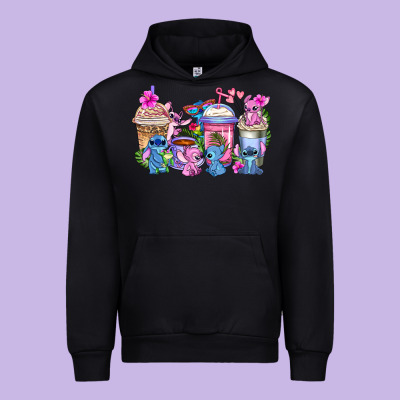Stitch With Lilo Coffee Cups Urban Hoodie Designed By Adodesignshop