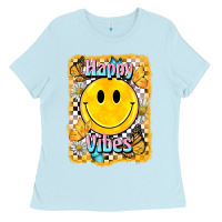 Happy Vibes Smiley Face Ladies Tee | Teevron