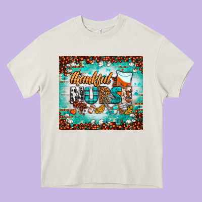 Thankful Nurse Fall Tumbler Heavy Core Tee Designed By Bundleandbundleshop