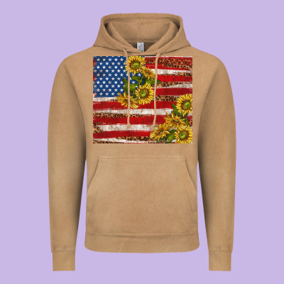 American Flag Sunflowers With Leopard Vintage Hoodie Designed By Tumblerdesignbyshophia