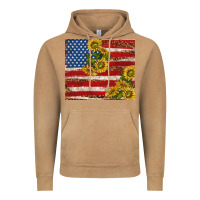 Vintage Camel American flag sunflowers with leopard Vintage Hoodie - TumblerDesignByShophia