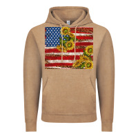 Vintage Coffee American flag sunflowers with leopard Vintage Hoodie - TumblerDesignByShophia