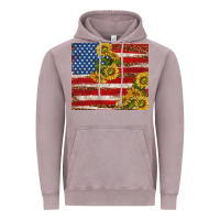 Vintage Zinc American flag sunflowers with leopard Vintage Hoodie - TumblerDesignByShophia
