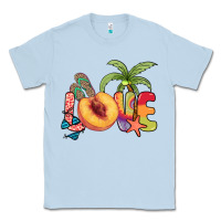 Dusty Blue Love peach summer Classic Tee - NancyCooperArtShop