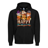 Black happy thanksgiving Zipper Hoodie - CowhideDigitalArt