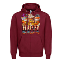 Burgundy happy thanksgiving Zipper Hoodie - CowhideDigitalArt