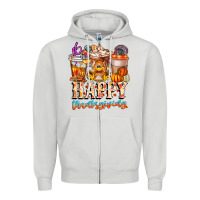 Dove Grey happy thanksgiving Zipper Hoodie - CowhideDigitalArt