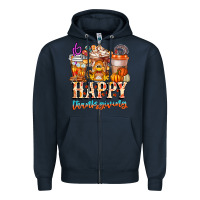 Navy happy thanksgiving Zipper Hoodie - CowhideDigitalArt