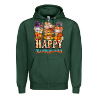 Sports Green happy thanksgiving Zipper Hoodie - CowhideDigitalArt