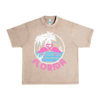 French Oak Hot Trend Florida Pink Flamingo Heart 80S Retro Vintage Style Urban Heavy Tee - lanVoArt