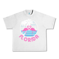 Lunar Rock Hot Trend Florida Pink Flamingo Heart 80S Retro Vintage Style Urban Heavy Tee - lanVoArt