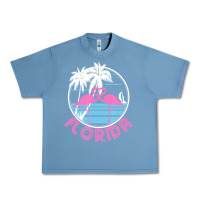 Pebble Blue Hot Trend Florida Pink Flamingo Heart 80S Retro Vintage Style Urban Heavy Tee - lanVoArt
