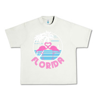 Pistachio Hot Trend Florida Pink Flamingo Heart 80S Retro Vintage Style Urban Heavy Tee - lanVoArt