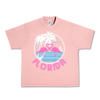 Salmon Hot Trend Florida Pink Flamingo Heart 80S Retro Vintage Style Urban Heavy Tee - lanVoArt