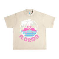Sandshell Hot Trend Florida Pink Flamingo Heart 80S Retro Vintage Style Urban Heavy Tee - lanVoArt