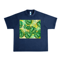 Navy monstera leaf Urban Heavy Tee - TumblerDesignByShophia