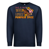 Navy Just A Girl Who Loves Pumpkin Spice Cowgirl Premium Sweatshirt - Artiststas