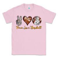 Bubblegum Pink peace love baseball Classic Tee - RanaPortraitStore