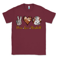Burgundy peace love baseball Classic Tee - RanaPortraitStore