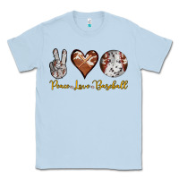 Dusty Blue peace love baseball Classic Tee - RanaPortraitStore