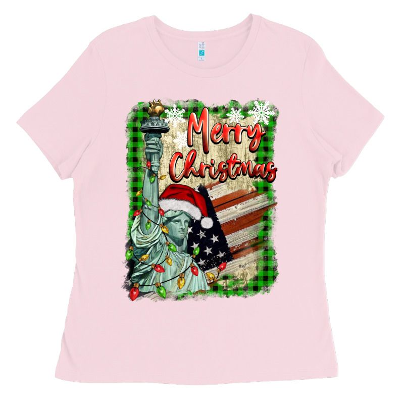 Merry Christmas  Statue Of Liberty Ladies Tee by BarkalooDesign | Teevron