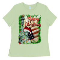 Matcha merry christmas  statue of liberty Ladies Tee - BarkalooDesign