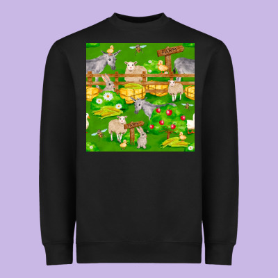 Farm Life Seamless Pattern Heavyweight Sweatshirt Designed By Fadigitalartstudio