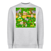 Heather Grey farm life seamless pattern Heavyweight Sweatshirt - FaDigitalArtStudio