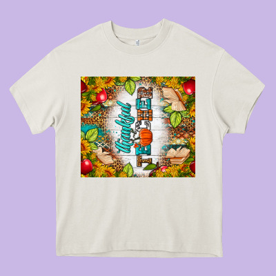 Thankful Teacher Fall Tumbler Heavy Core Tee Designed By Bundleandbundleshop