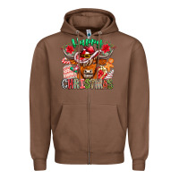 Chestnut Happy Christmas Cow Zipper Hoodie - CowhideDigitalArt