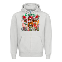 Dove Grey Happy Christmas Cow Zipper Hoodie - CowhideDigitalArt