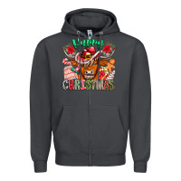 Smoke Happy Christmas Cow Zipper Hoodie - CowhideDigitalArt