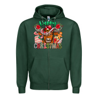 Sports Green Happy Christmas Cow Zipper Hoodie - CowhideDigitalArt
