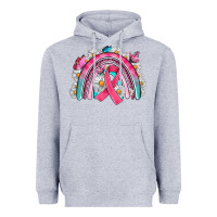 Heather Grey Breast Cancer Rainbow Heavyweight Hoodie - Artiststas