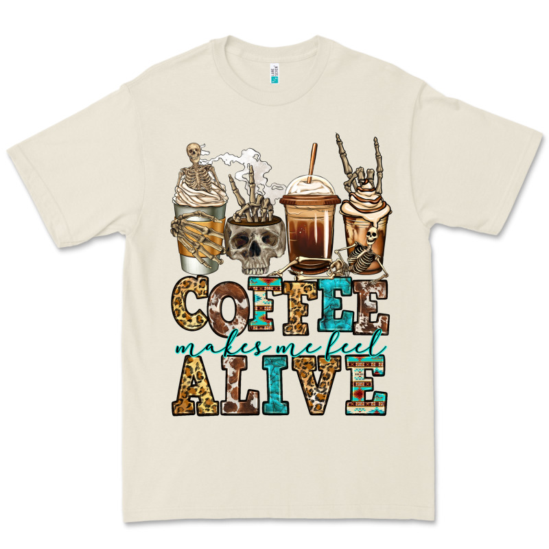 Coffee Makes Me Feel Alive Skeleton Coffee Cups Premium Tee by Jasminsmagicworld | Teevron