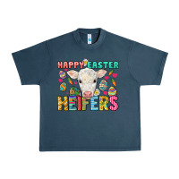 Midnight Navy Happy Easter Heifers Easter Day Urban Heavy Tee - HowdyJamesFarm
