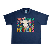 Navy Happy Easter Heifers Easter Day Urban Heavy Tee - HowdyJamesFarm