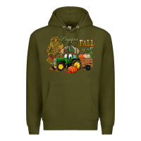 Army Green Happy Fall Y'all Premium Hoodie - BundleAndBundleShop
