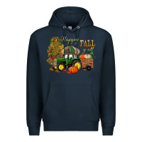 Navy Happy Fall Y'all Premium Hoodie - BundleAndBundleShop