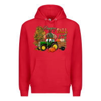Red Happy Fall Y'all Premium Hoodie - BundleAndBundleShop