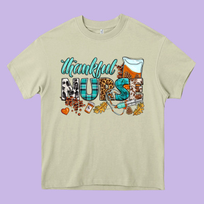 Thankful Nurse Heavy Core Tee Designed By Bundleandbundleshop