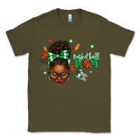 Army Green Afro Messy Bun Full Face Basketball Mom Classic Tee - texasbilliewilder